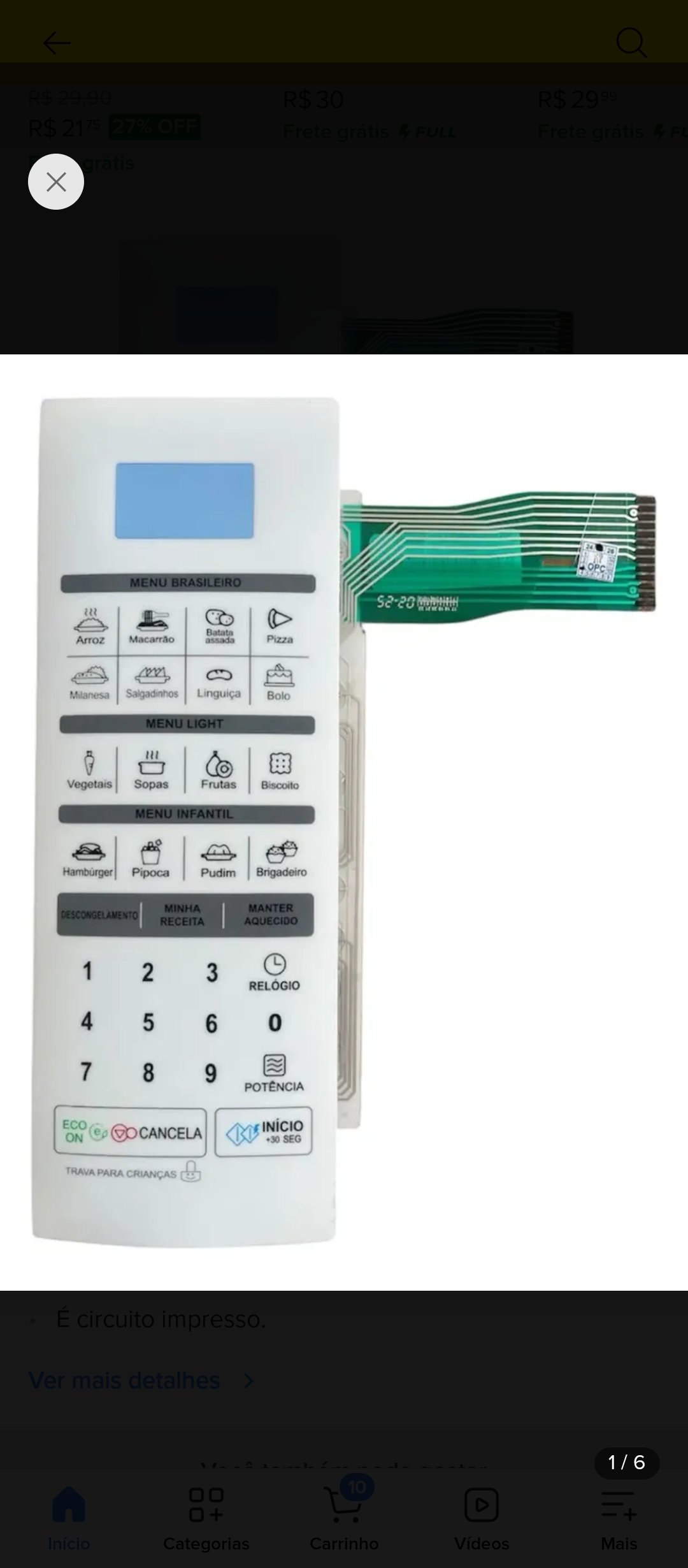 Membrana para microondas marca Lg