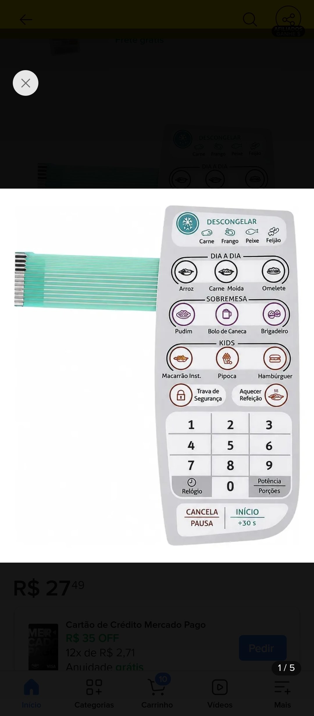 Membrana para microondas Eletrolux